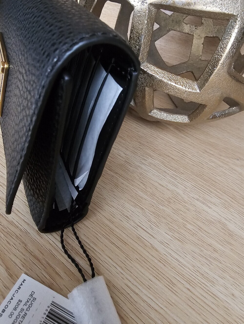 Marc Jacobs Black Pebbled Leather Continental Wallet with Gold Plate - Picture 5 of 8